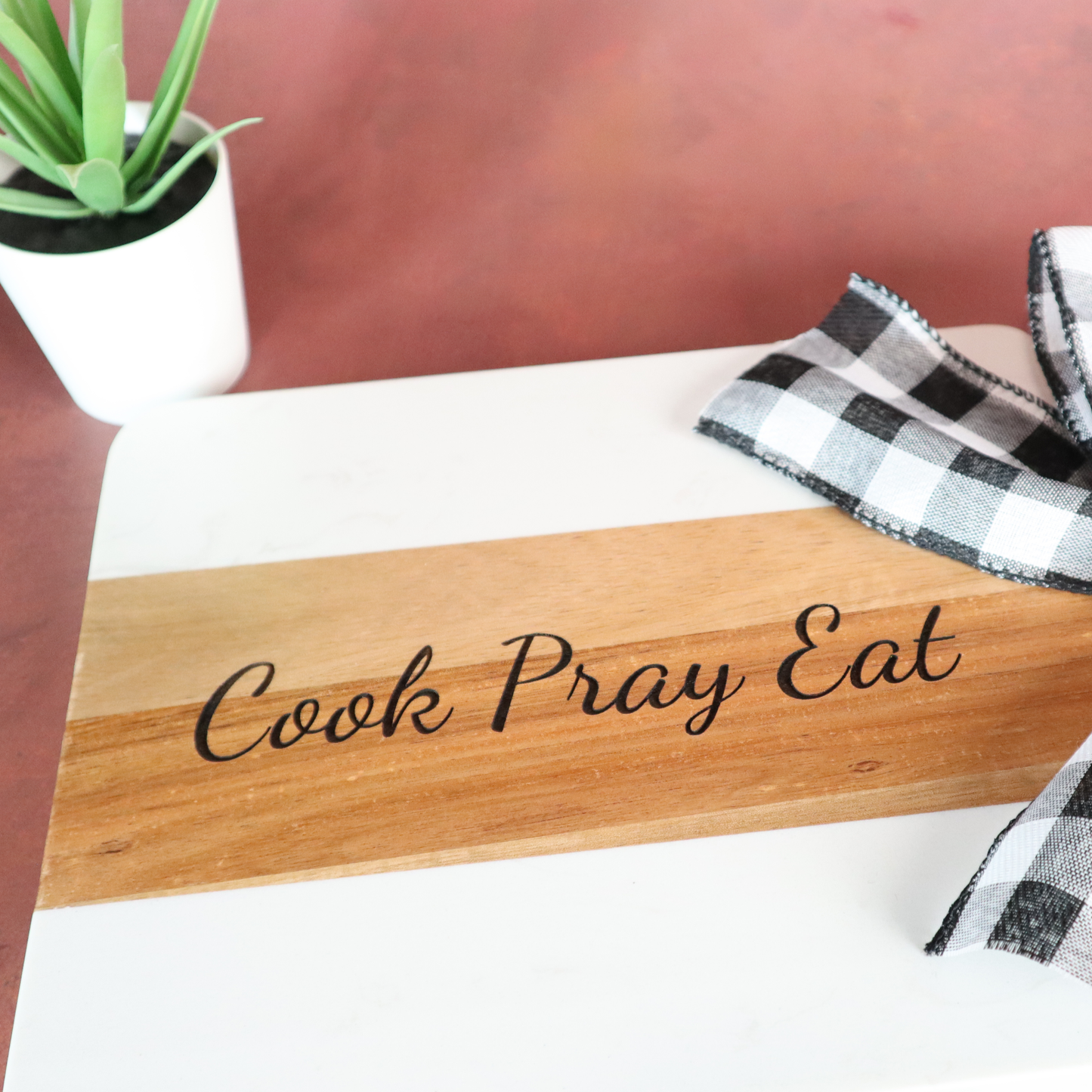 Personalized Acacia Marble Wood Cutting Board