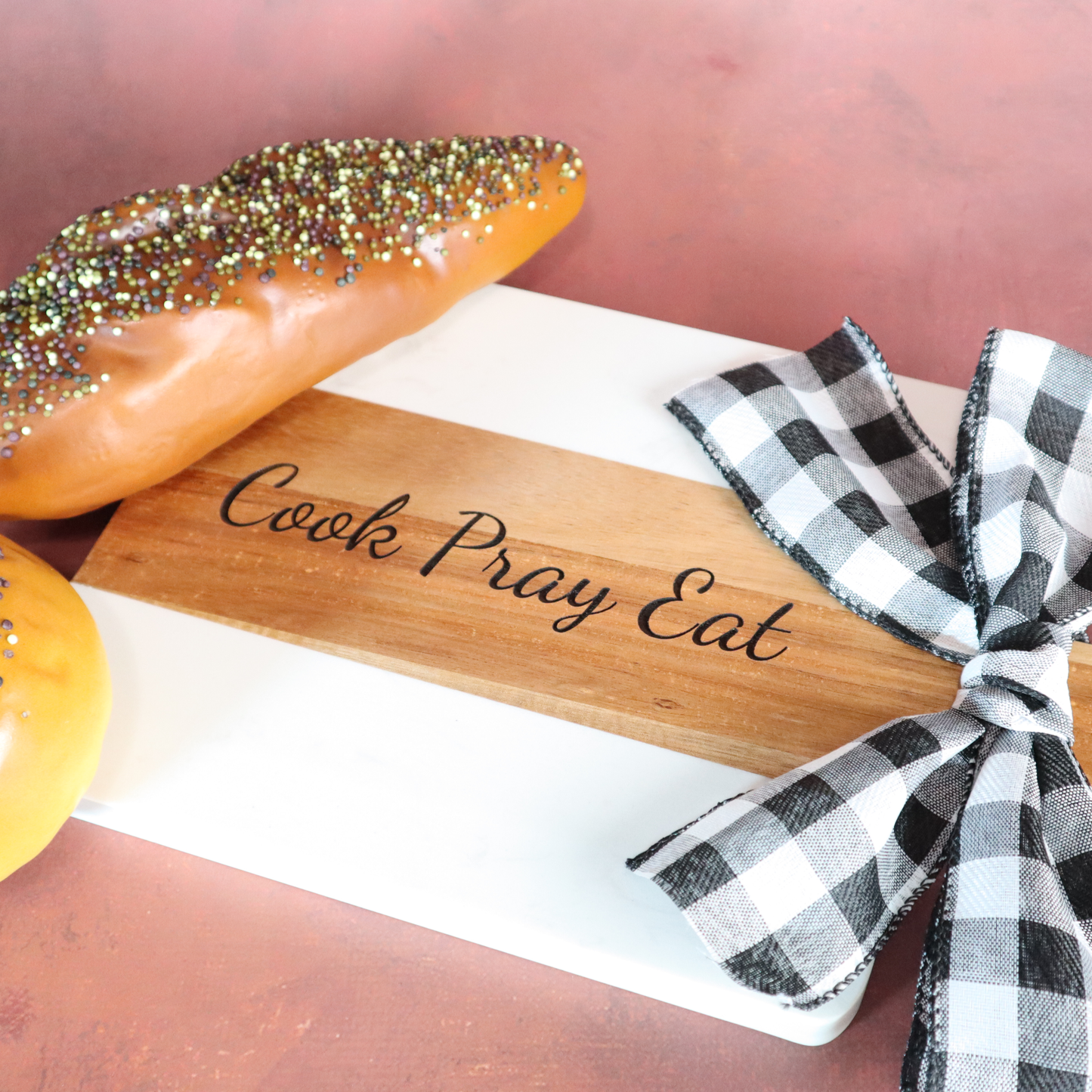 Personalized Acacia Marble Wood Cutting Board