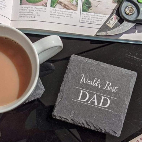 Personalized set of 6 Square Black Slate Coasters