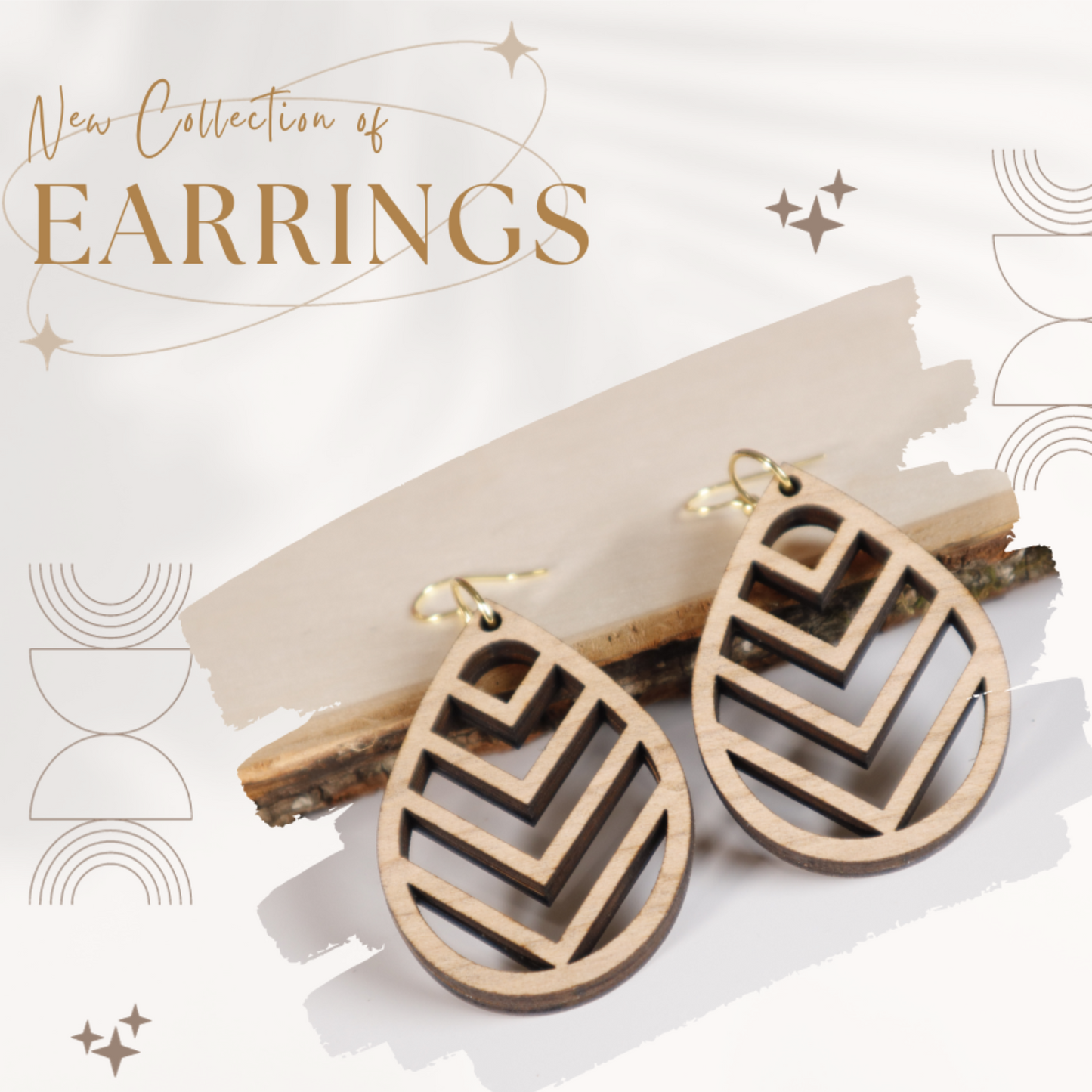 Lightweight Handmade Teardrop Wood Earrings