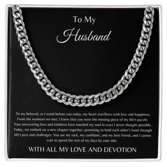 To My New Husband Cuban Link Chain