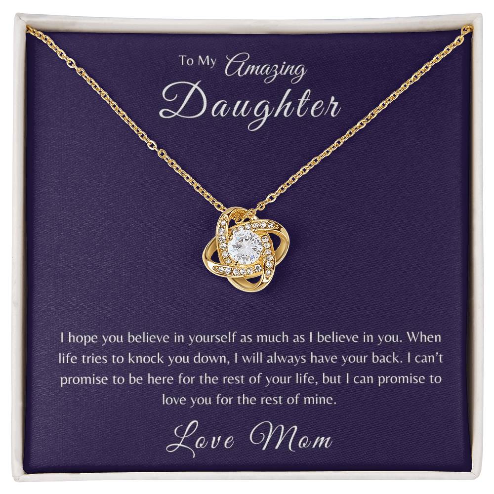 To My Daughter | When Life Tries To Knock You Down Love Knot Necklace