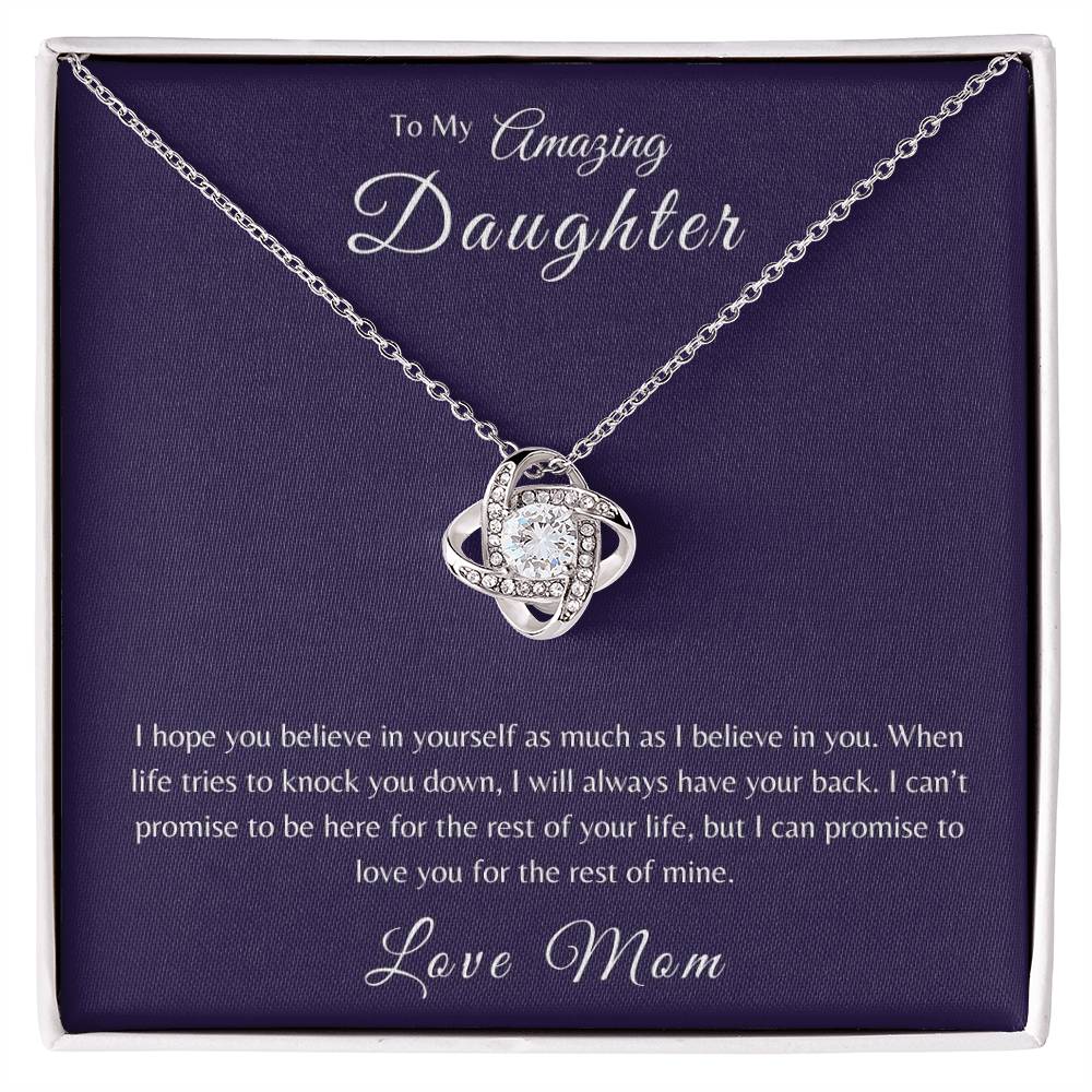 To My Daughter | When Life Tries To Knock You Down Love Knot Necklace