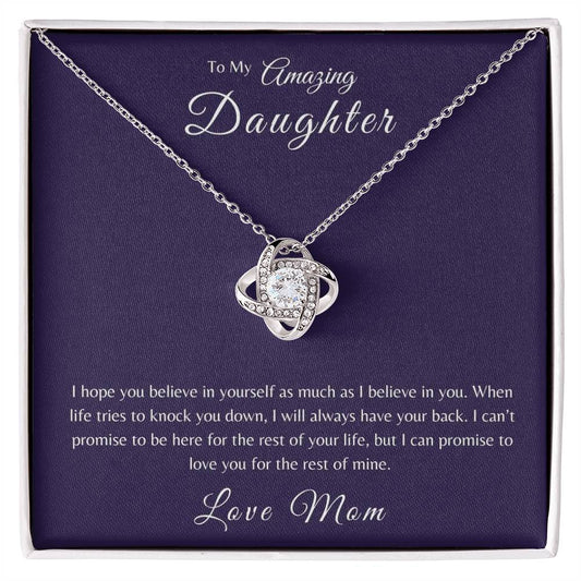 To My Daughter | When Life Tries To Knock You Down Love Knot Necklace