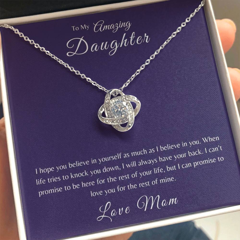 To My Daughter | When Life Tries To Knock You Down Love Knot Necklace