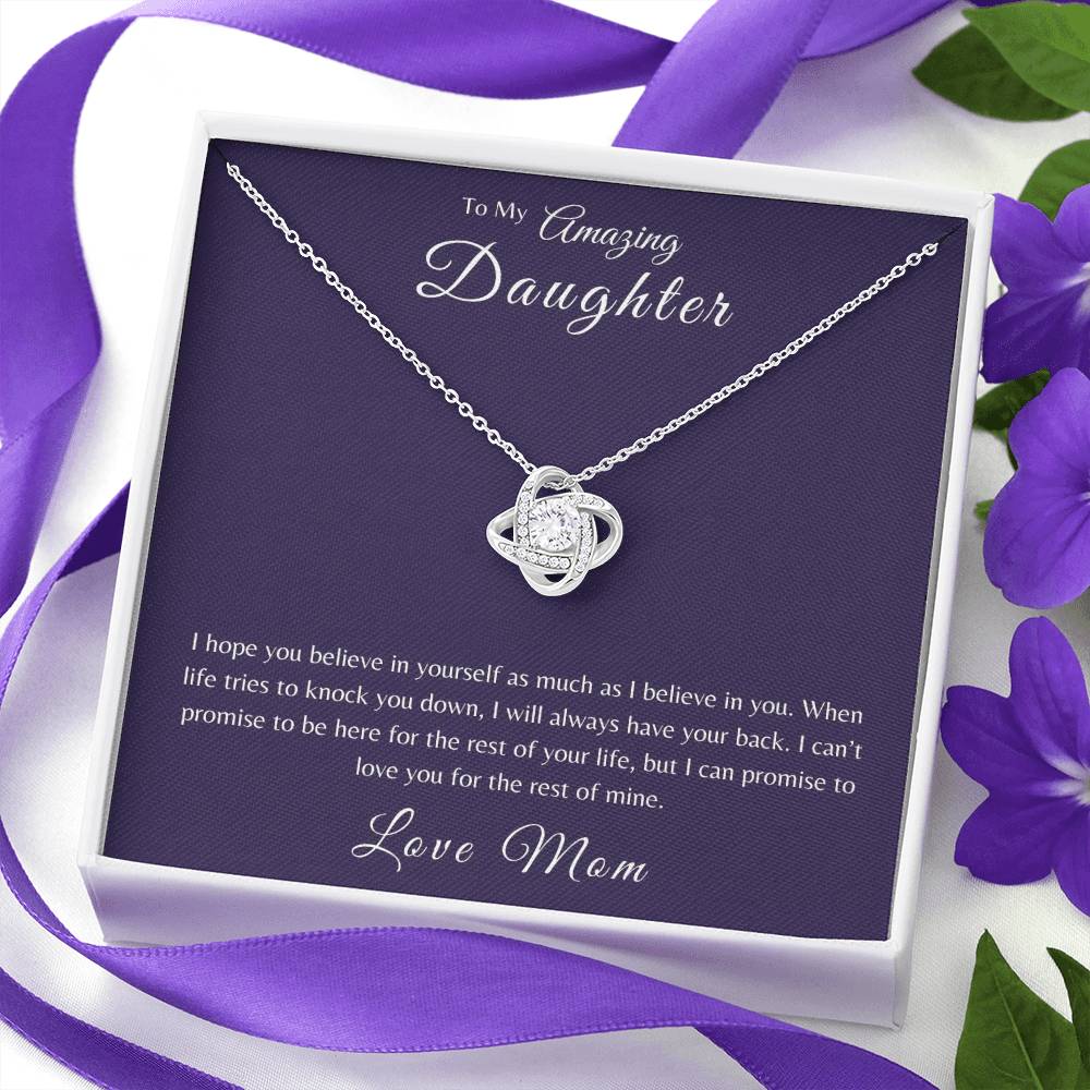 To My Daughter | When Life Tries To Knock You Down Love Knot Necklace