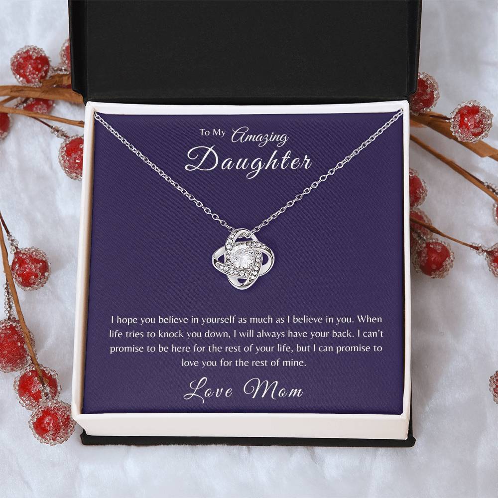 To My Daughter | When Life Tries To Knock You Down Love Knot Necklace