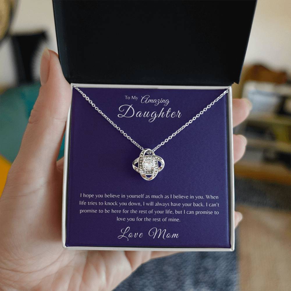 To My Daughter | When Life Tries To Knock You Down Love Knot Necklace