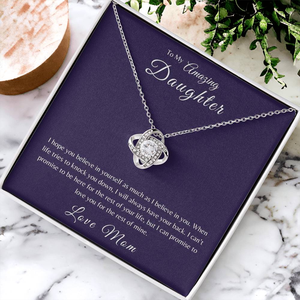 To My Daughter | When Life Tries To Knock You Down Love Knot Necklace