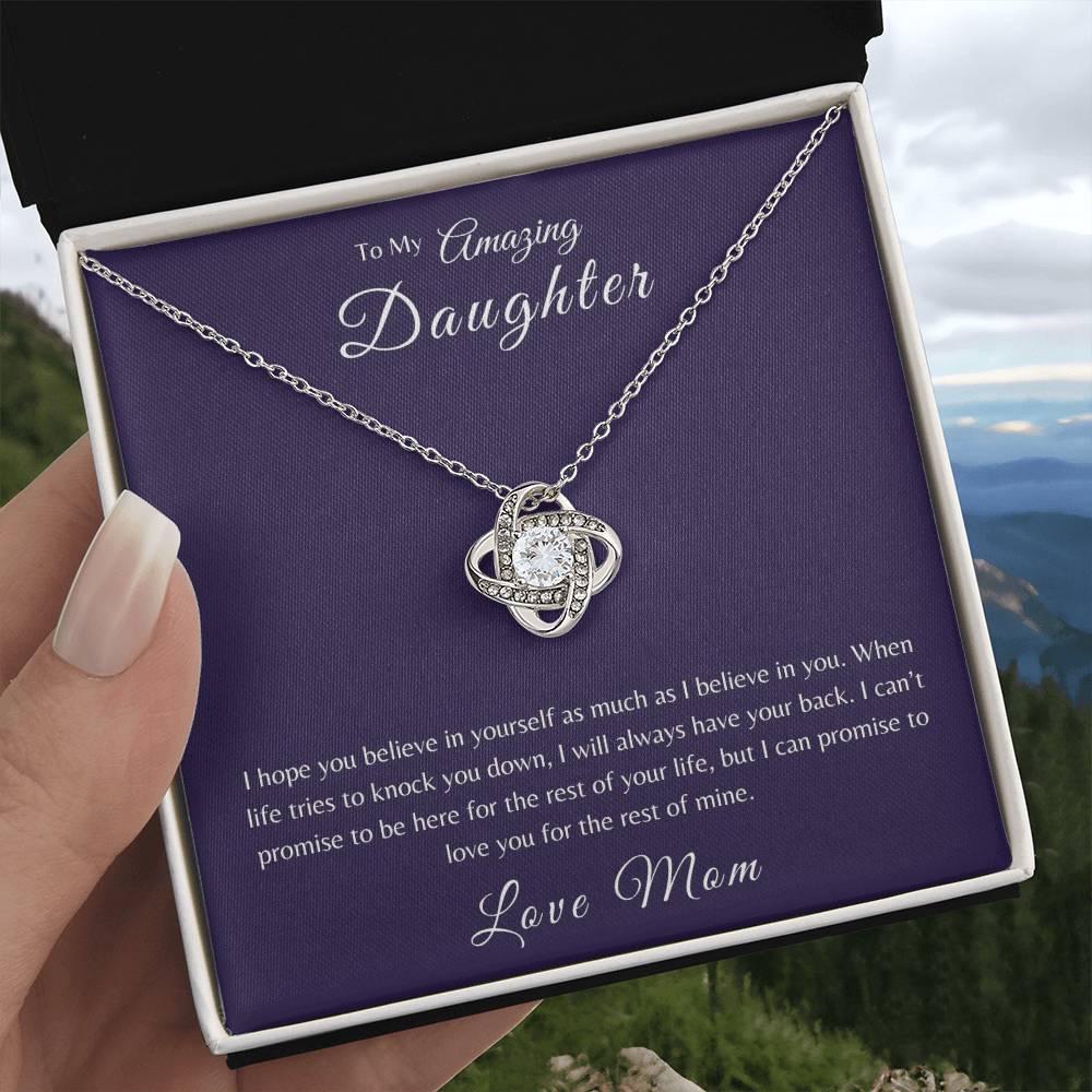 To My Daughter | When Life Tries To Knock You Down Love Knot Necklace